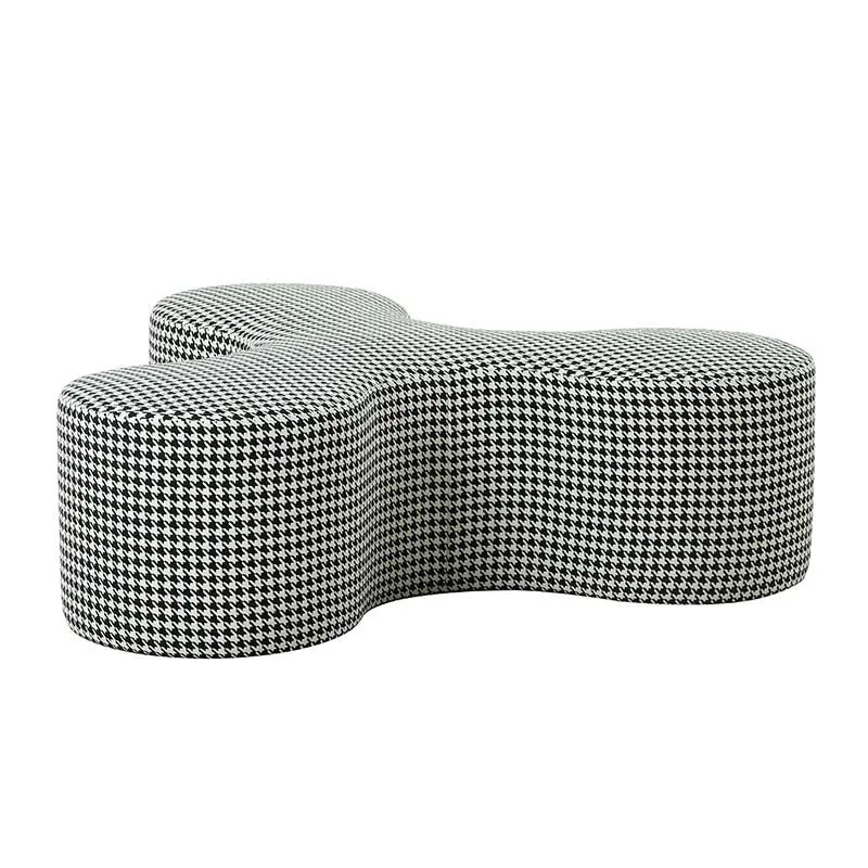 Large Black & White Houndstooth Georgia Ottoman - Modern Chic