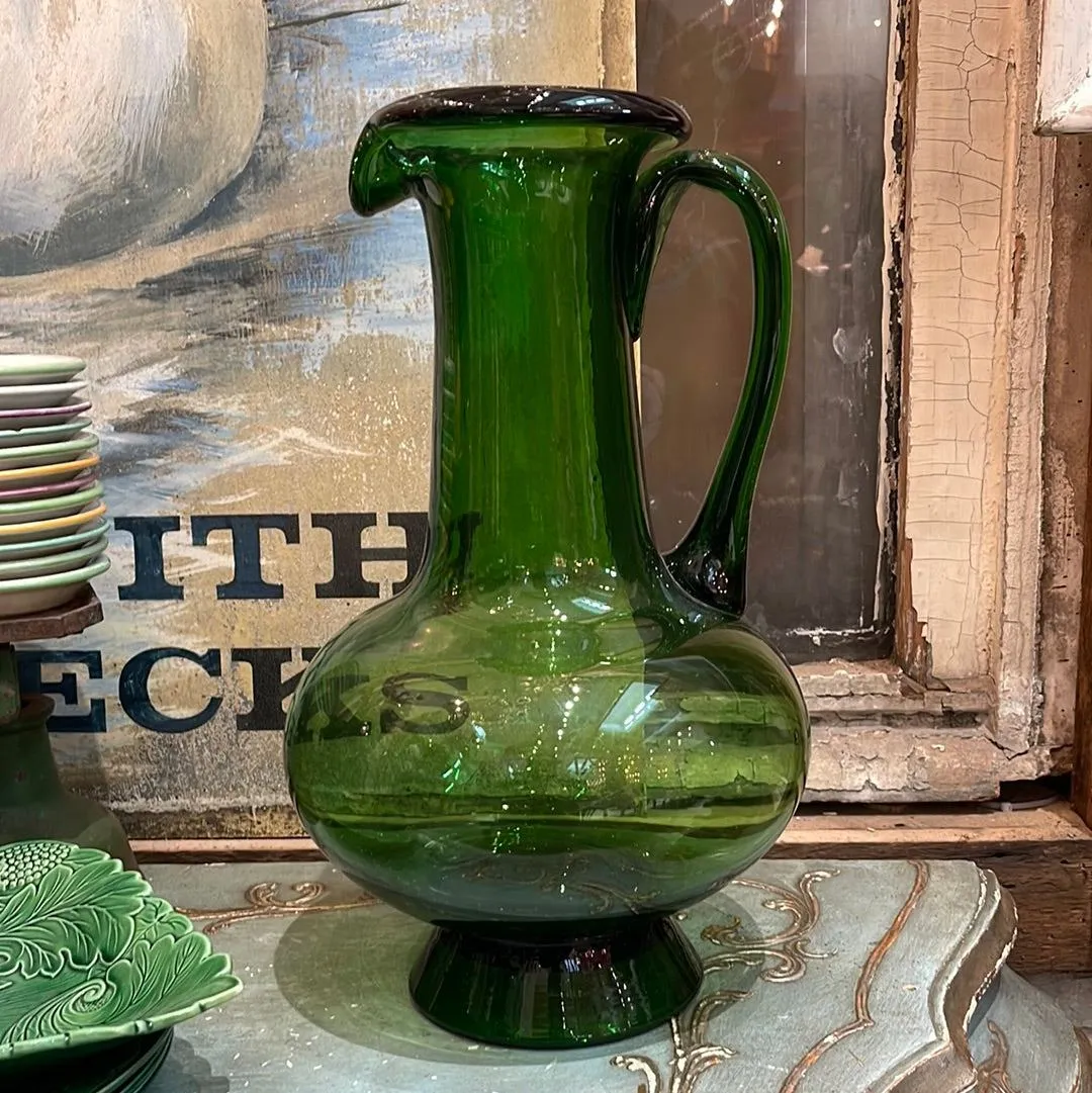 Large Empoli Green Crystal Neo Classical Ewer