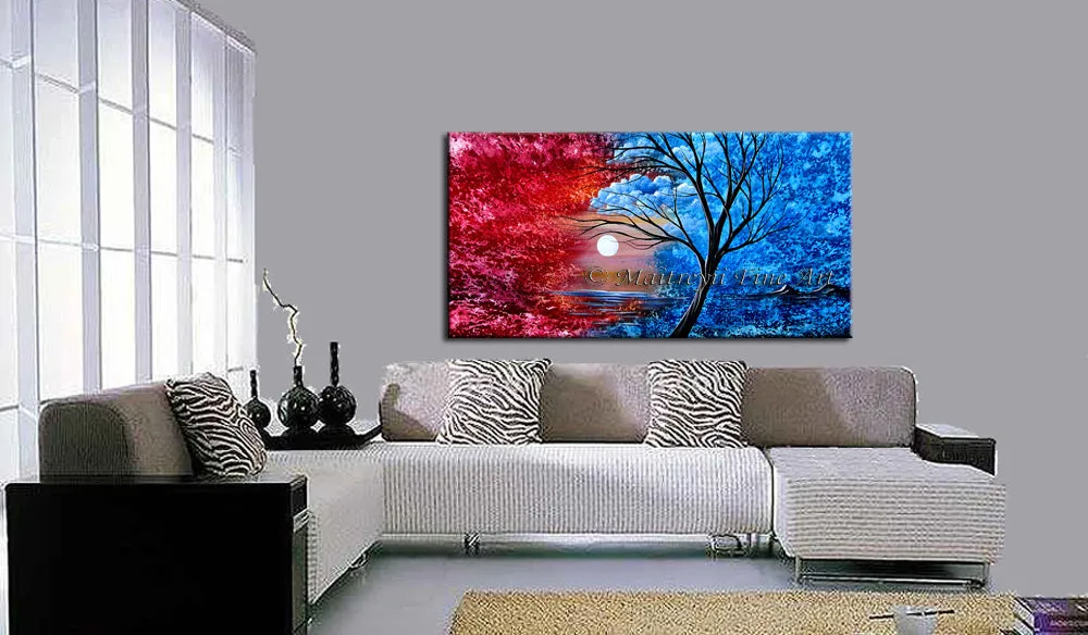 Large Landscape artwork Oil Painting on Canvas - Modern Wall Blissful Sunrise 2