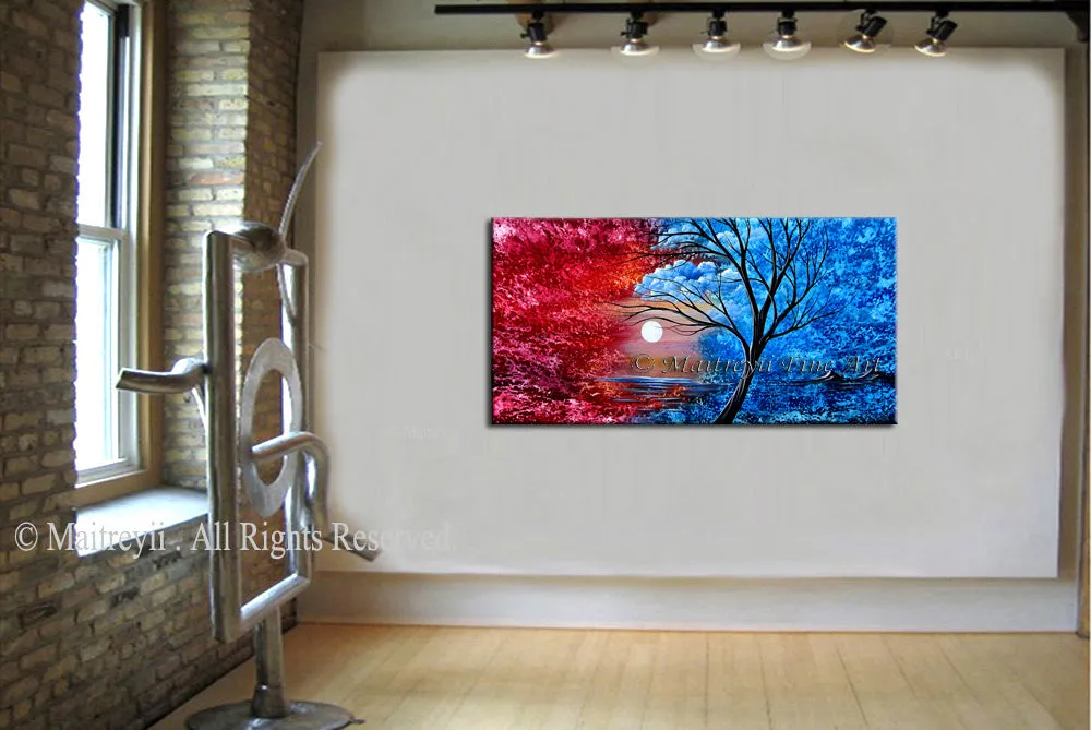 Large Landscape artwork Oil Painting on Canvas - Modern Wall Blissful Sunrise 2