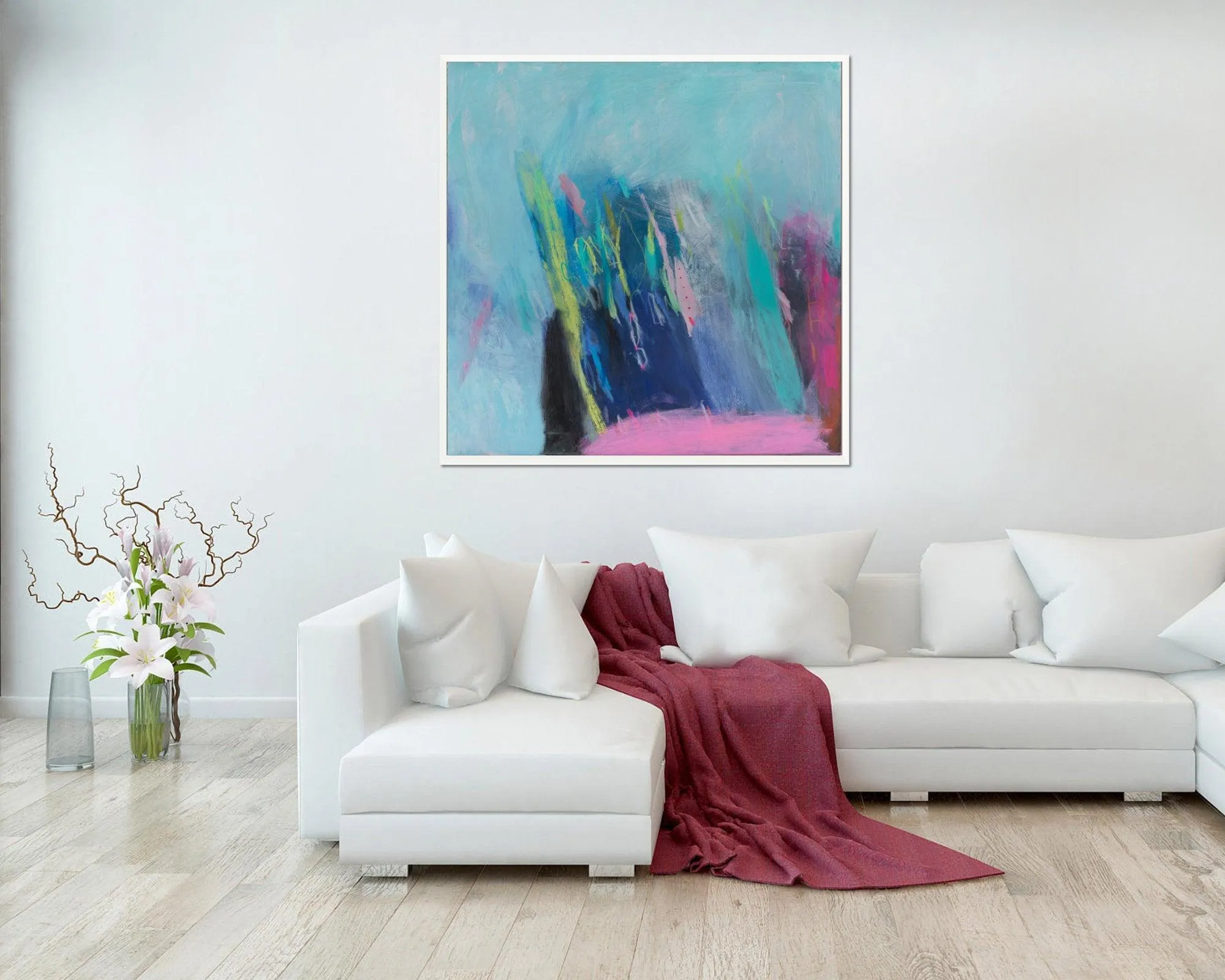 Large original art abstract painting canvas, modern canvas art, Teal original painting by Camilo Mattis