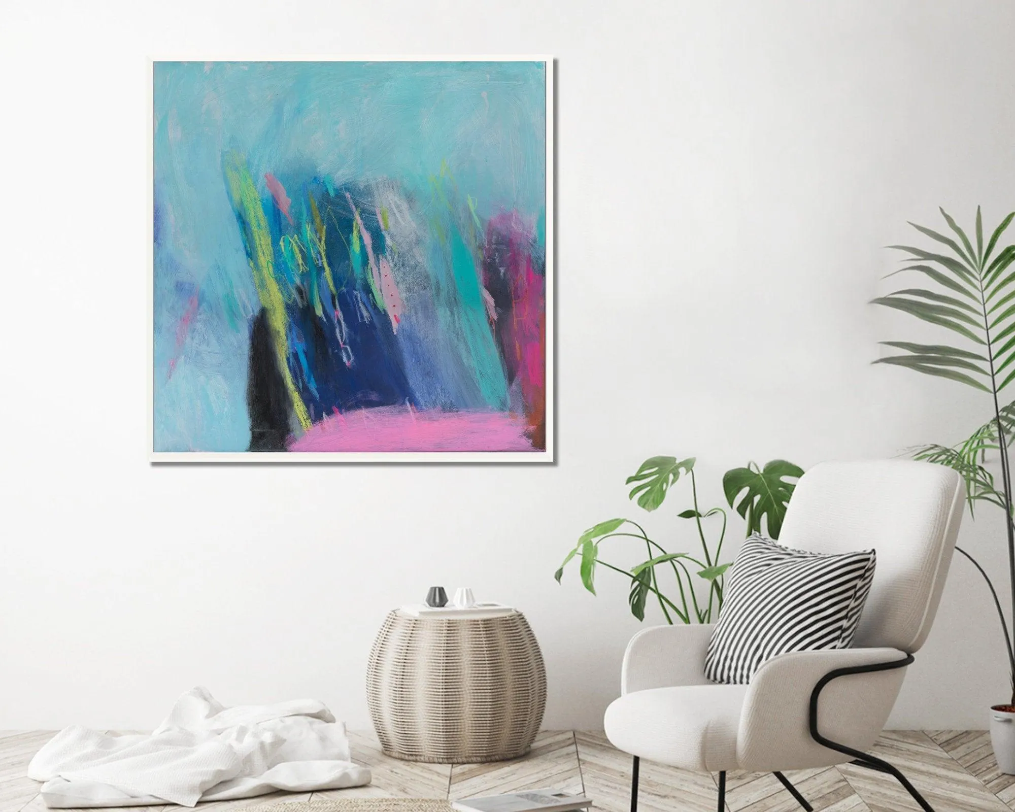 Large original art abstract painting canvas, modern canvas art, Teal original painting by Camilo Mattis