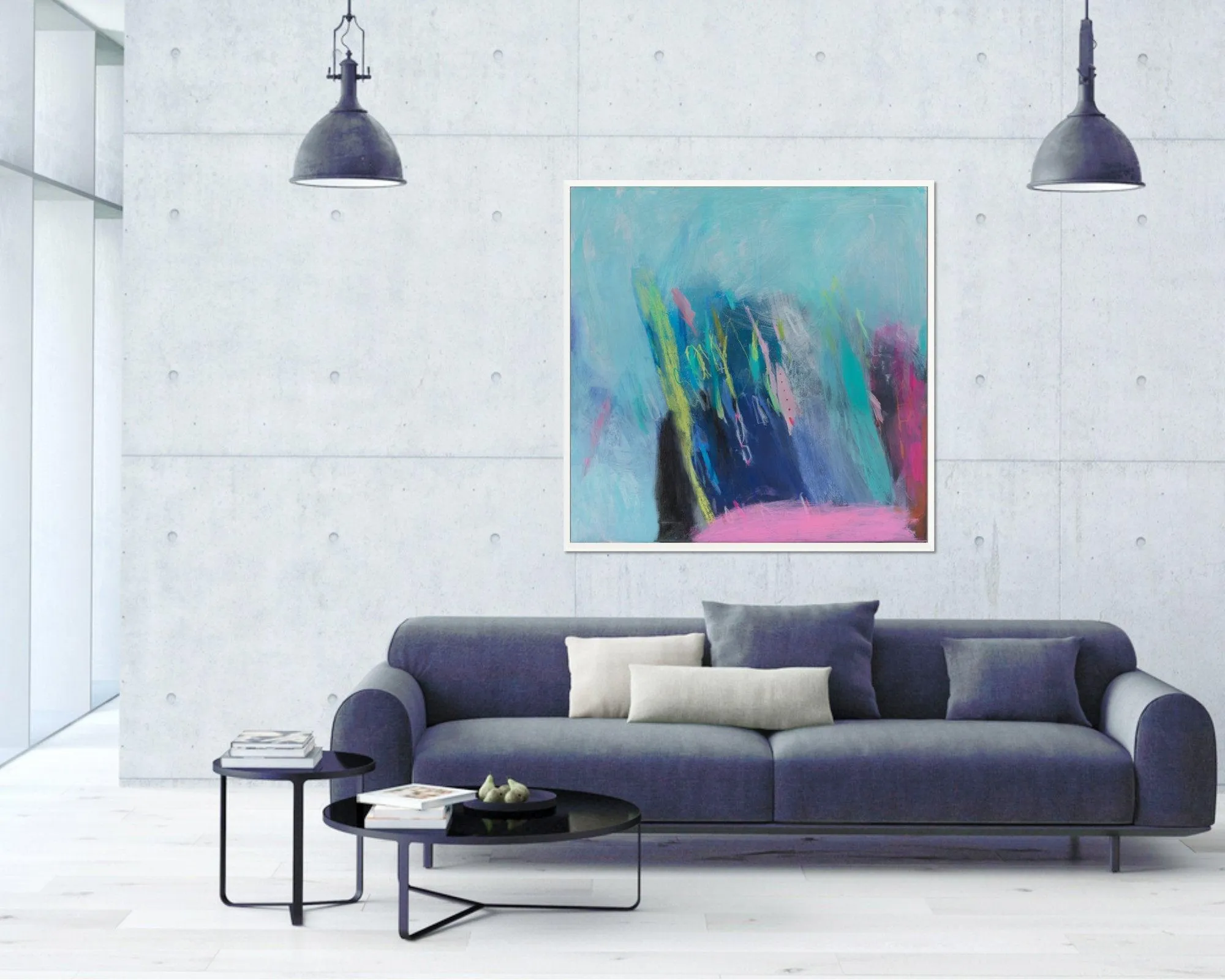 Large original art abstract painting canvas, modern canvas art, Teal original painting by Camilo Mattis