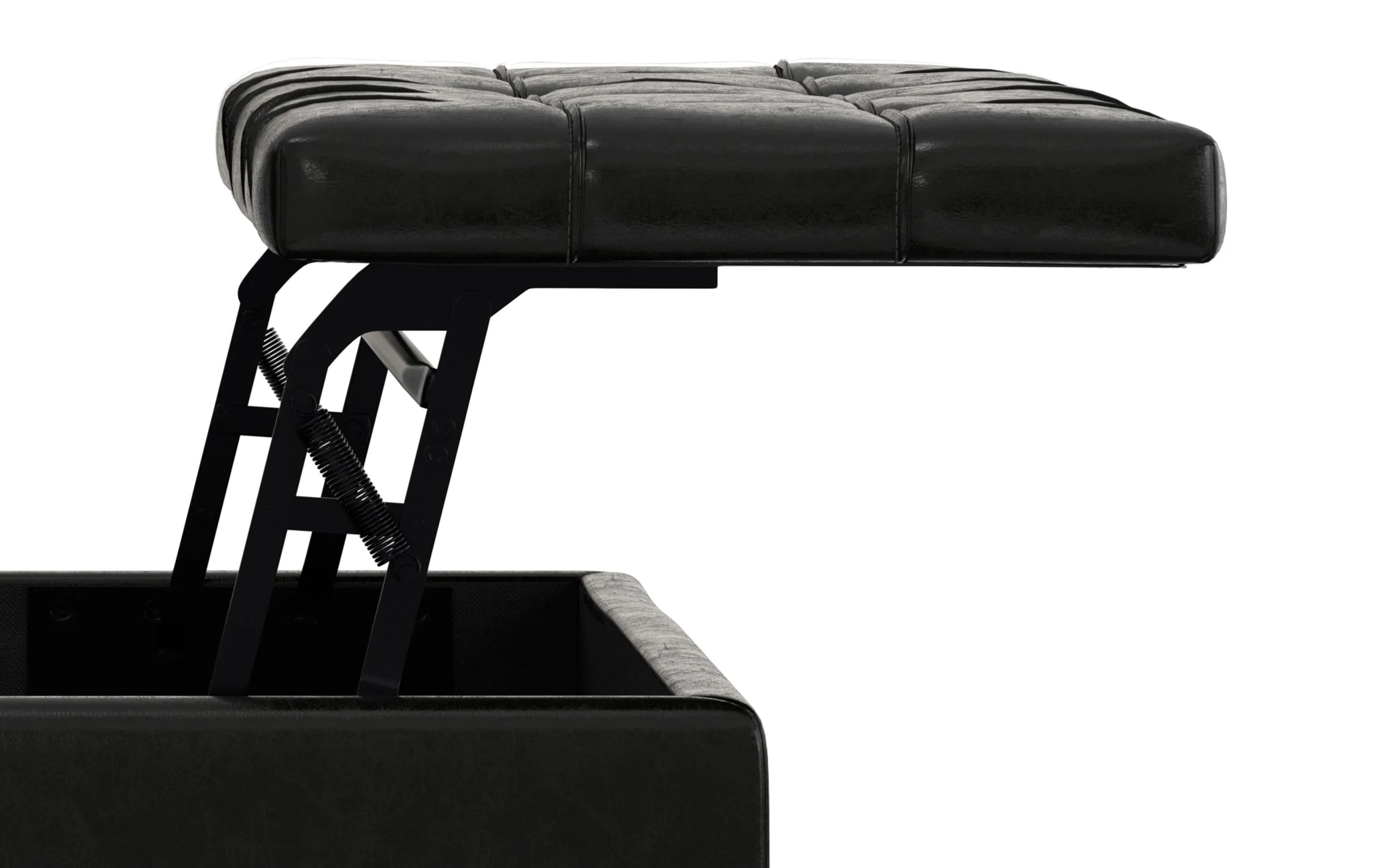 Laura Lift Top Storage Ottoman in Vegan Leather