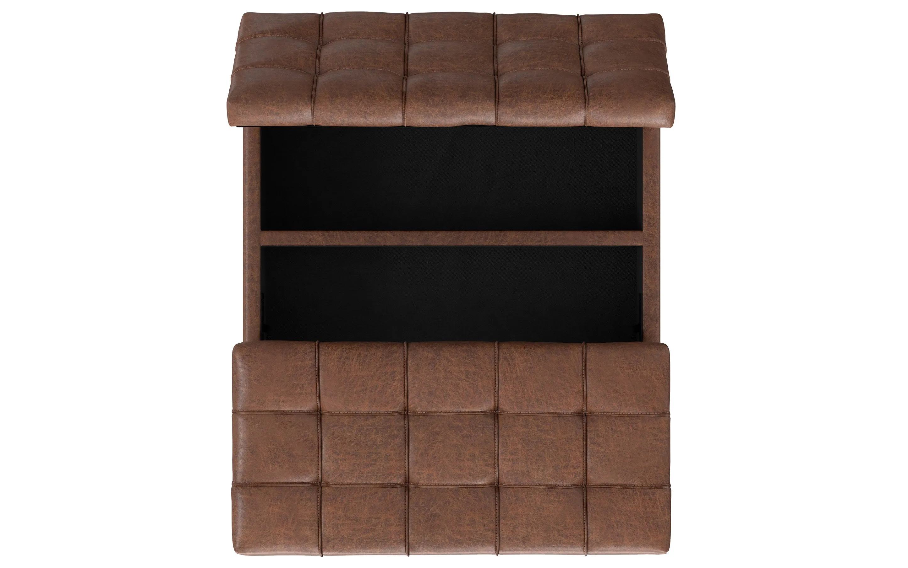 Laura Lift Top Storage Ottoman in Vegan Leather