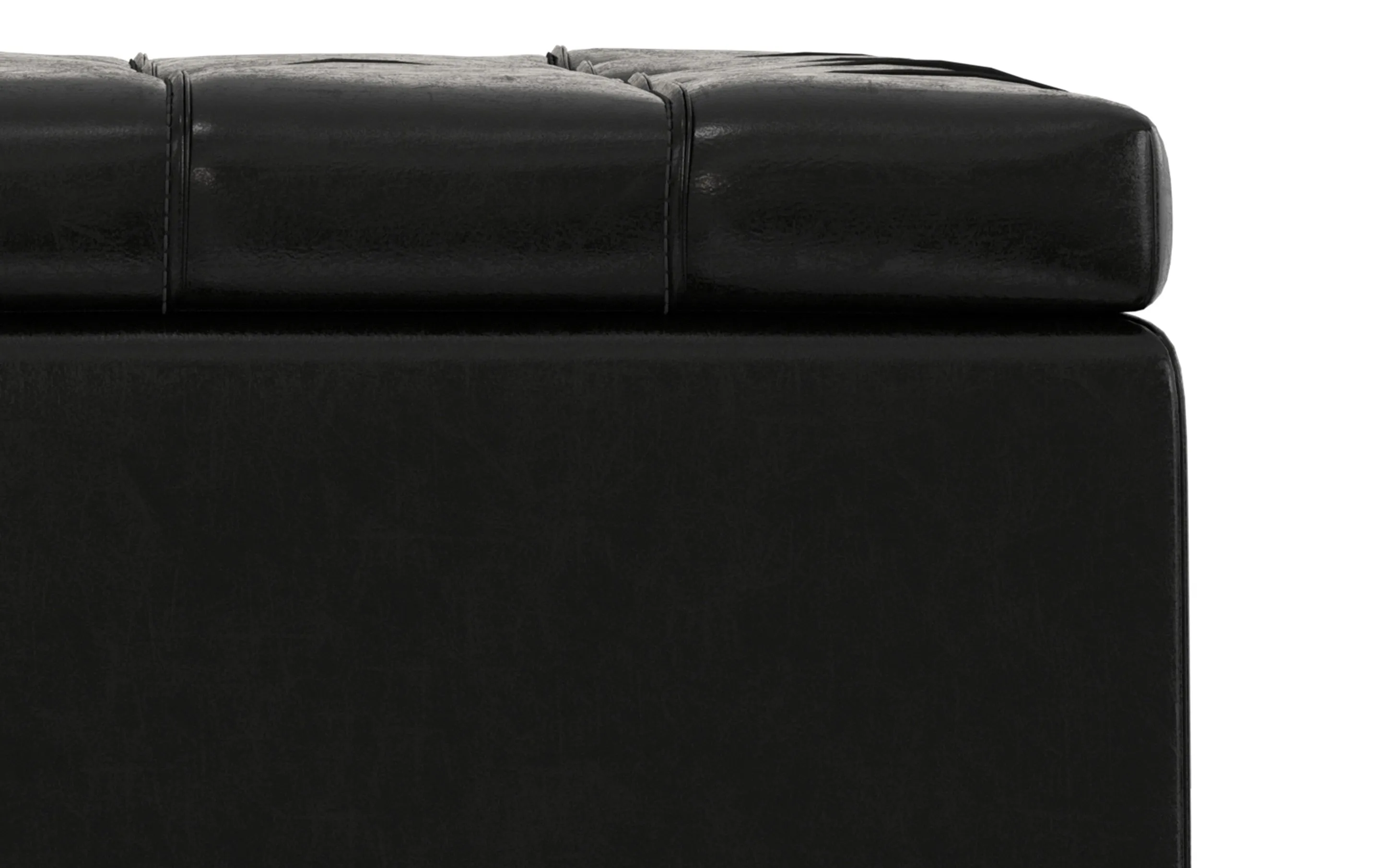 Laura Lift Top Storage Ottoman in Vegan Leather