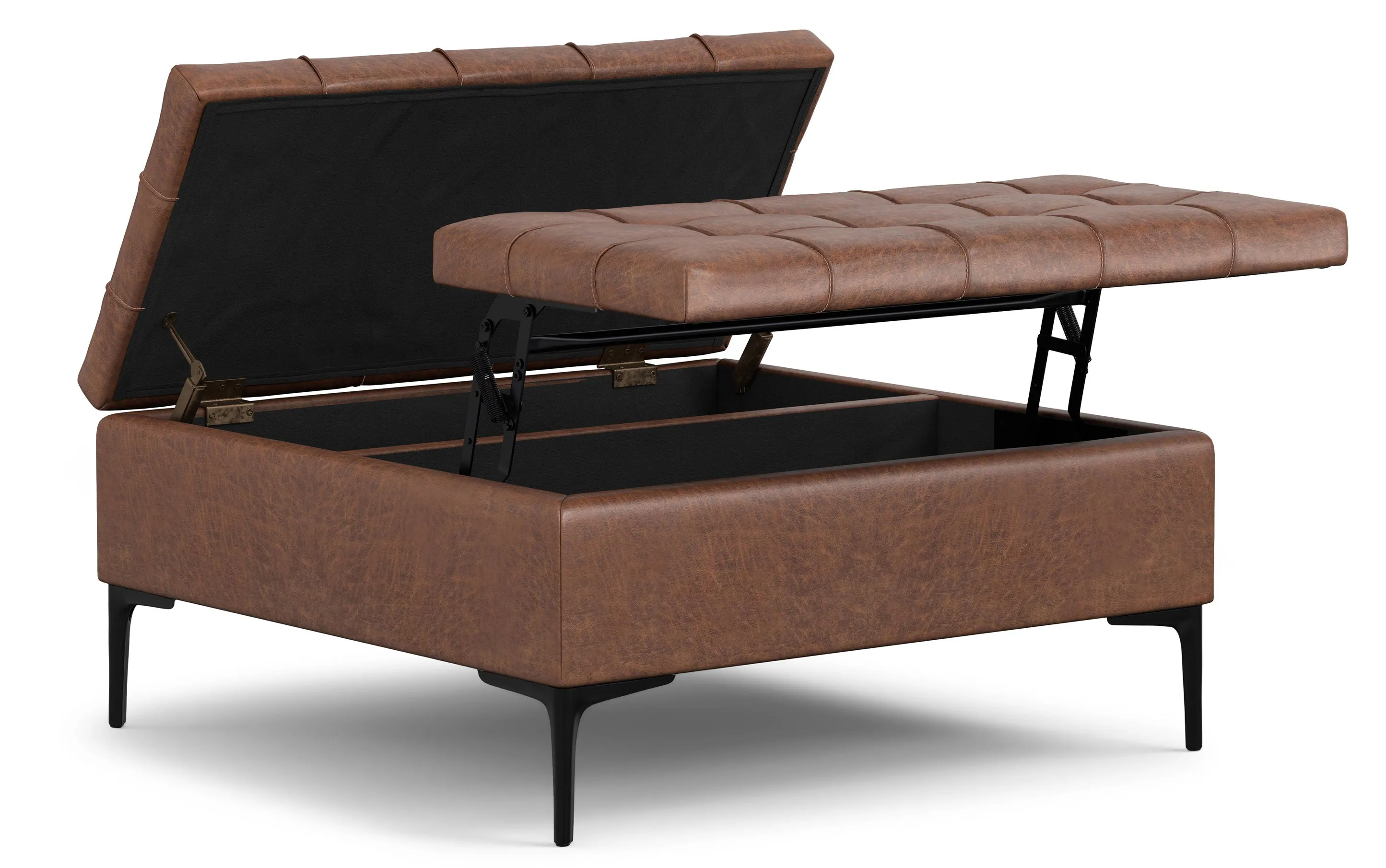 Laura Lift Top Storage Ottoman in Vegan Leather