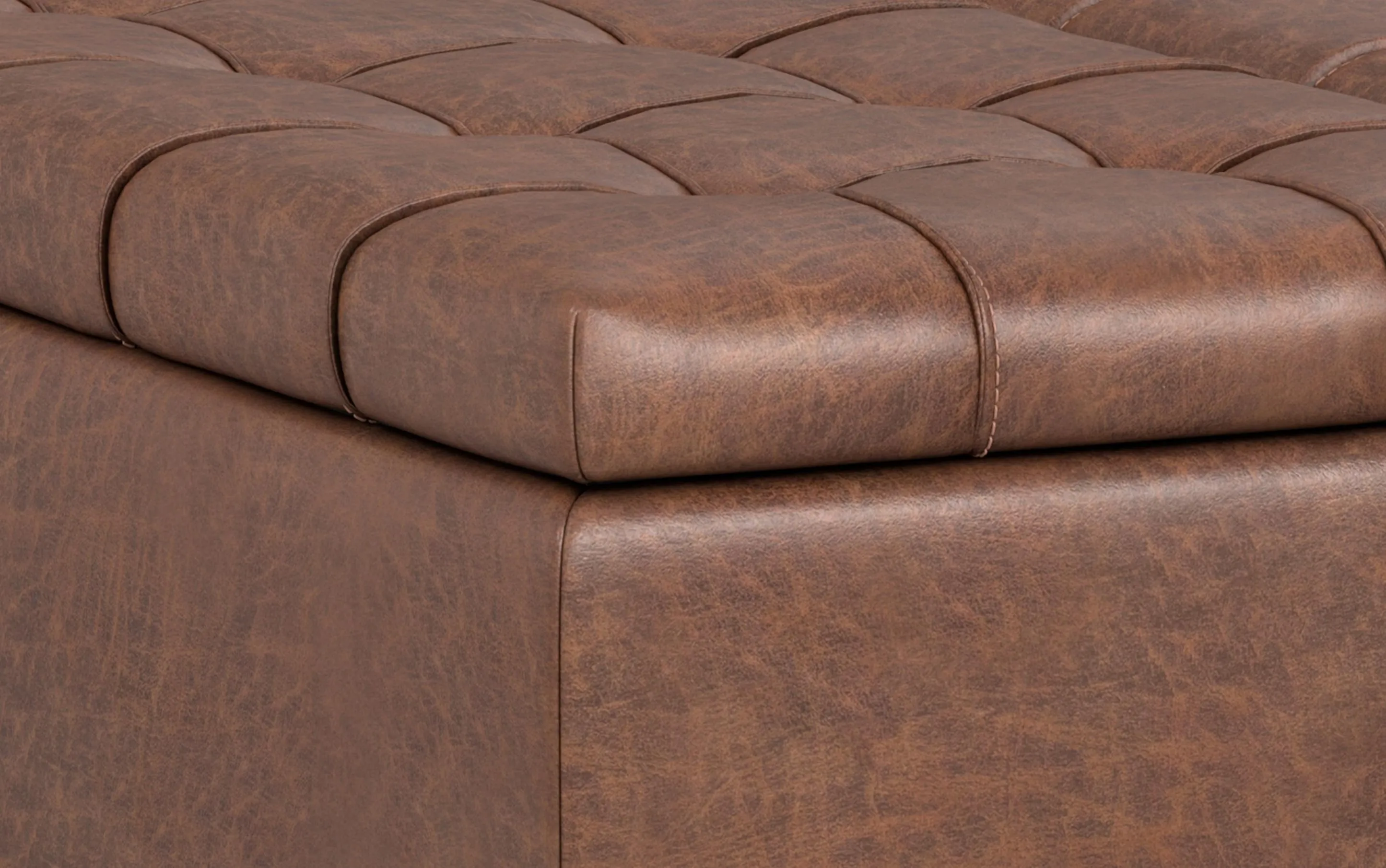 Laura Lift Top Storage Ottoman in Vegan Leather