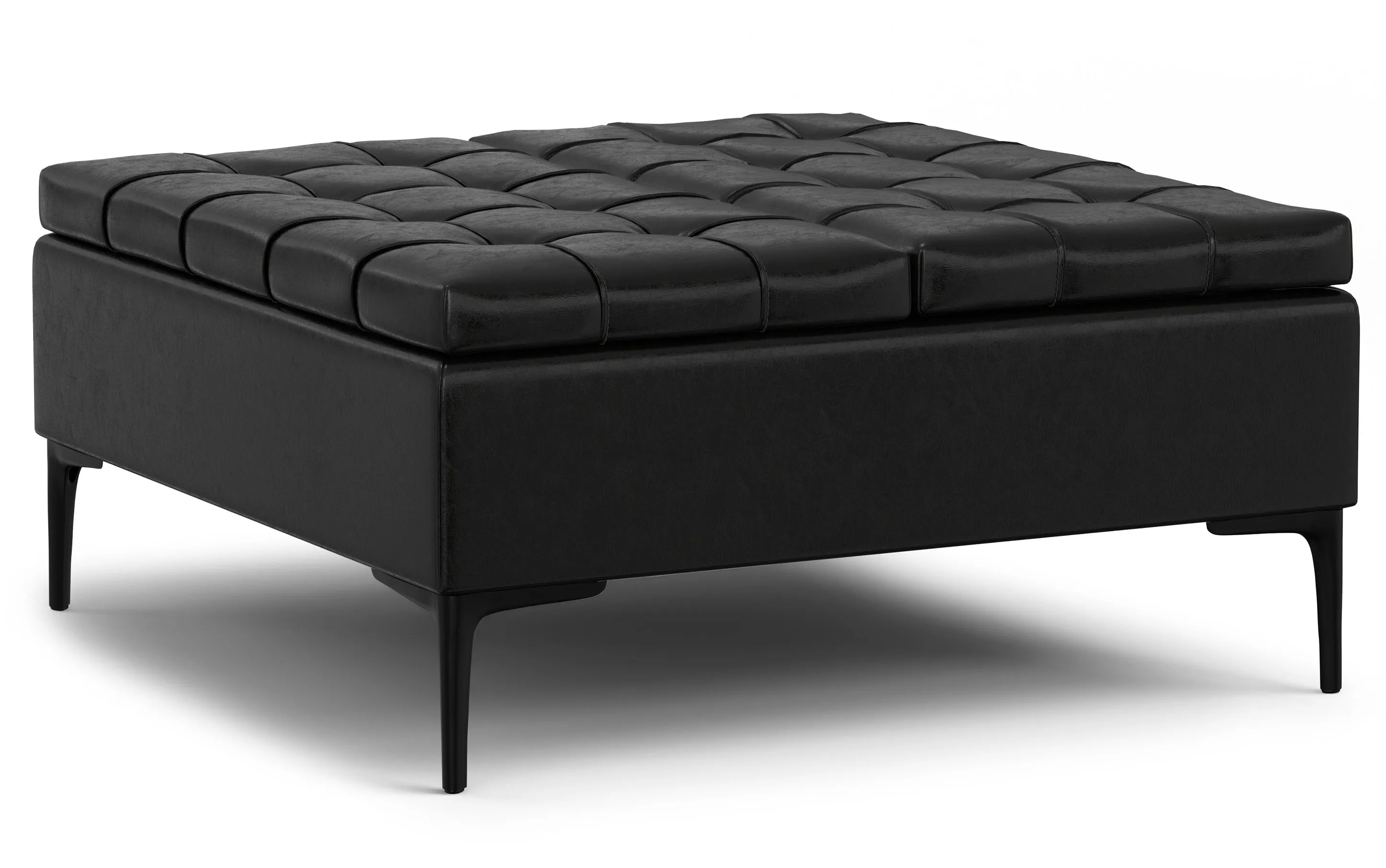 Laura Lift Top Storage Ottoman in Vegan Leather