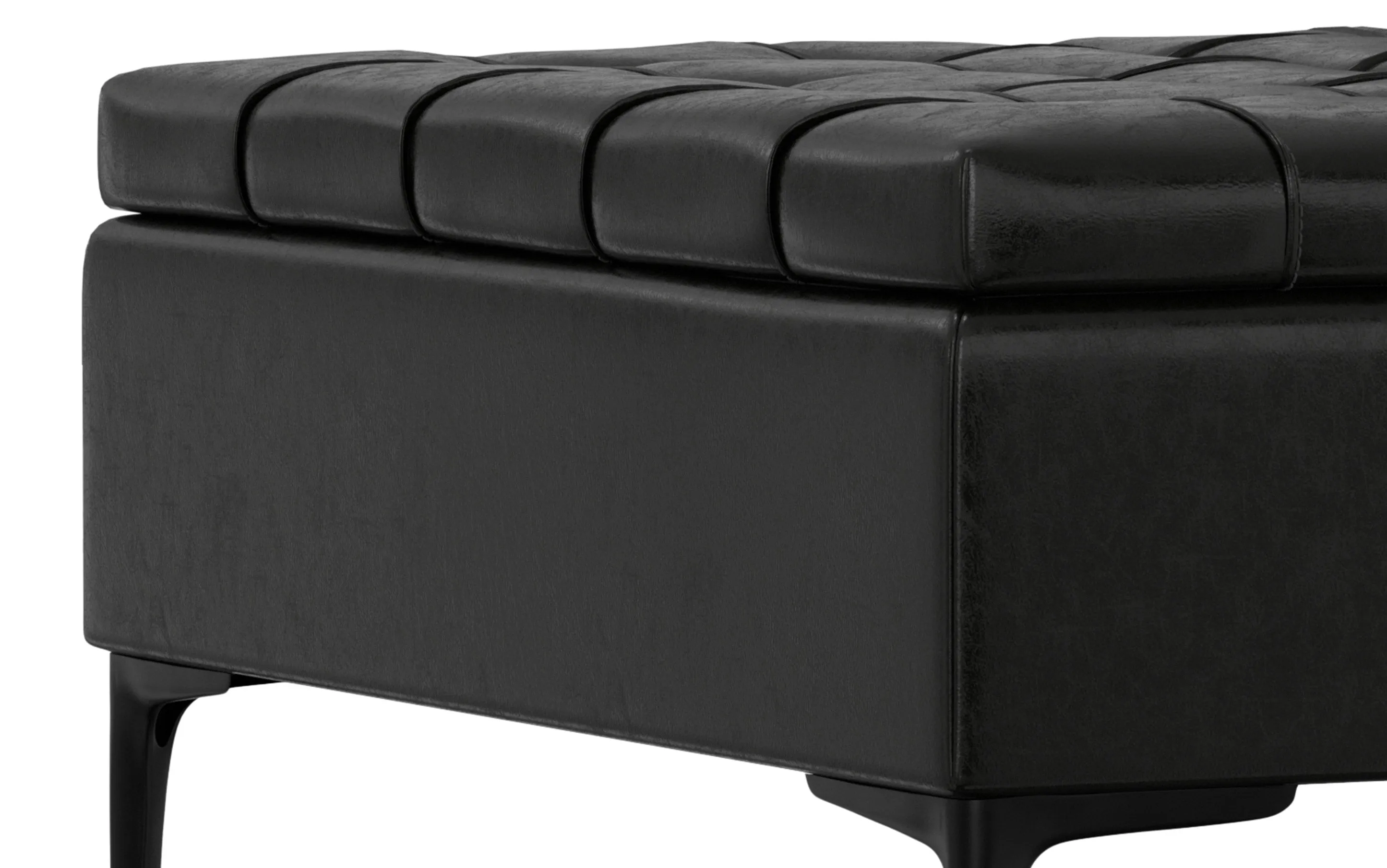 Laura Lift Top Storage Ottoman in Vegan Leather