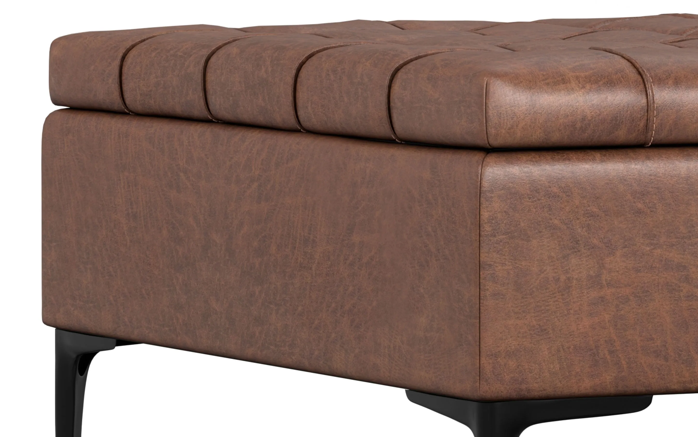 Laura Lift Top Storage Ottoman in Vegan Leather