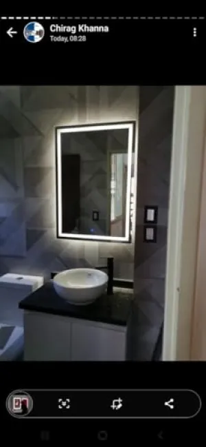 LED Mirror, 18 x 24 cm, with 3 Light Modes, Frosted Design, Grinding Polish