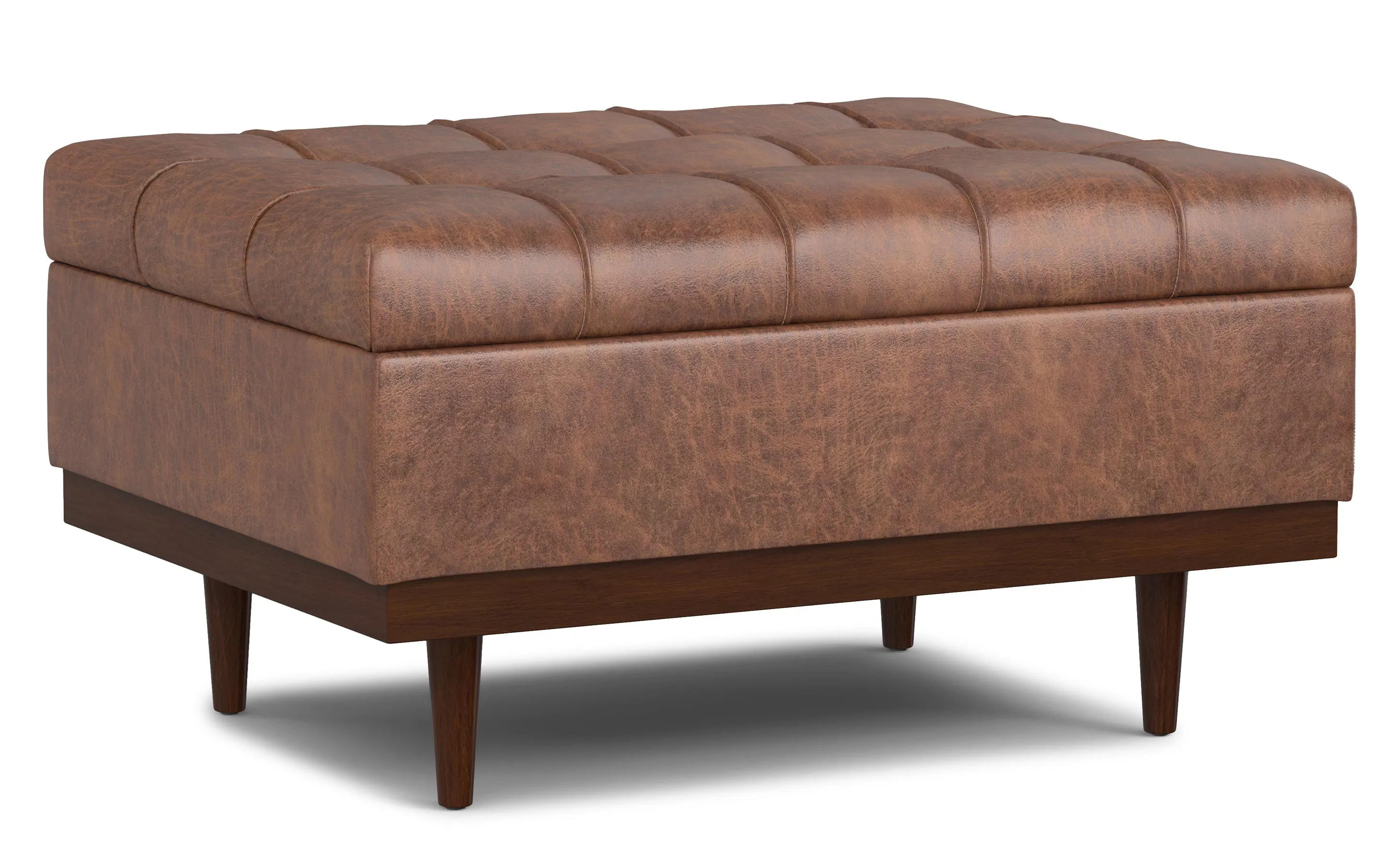 Mariah Coffee Table Storage Ottoman in Distressed Vegan Leather