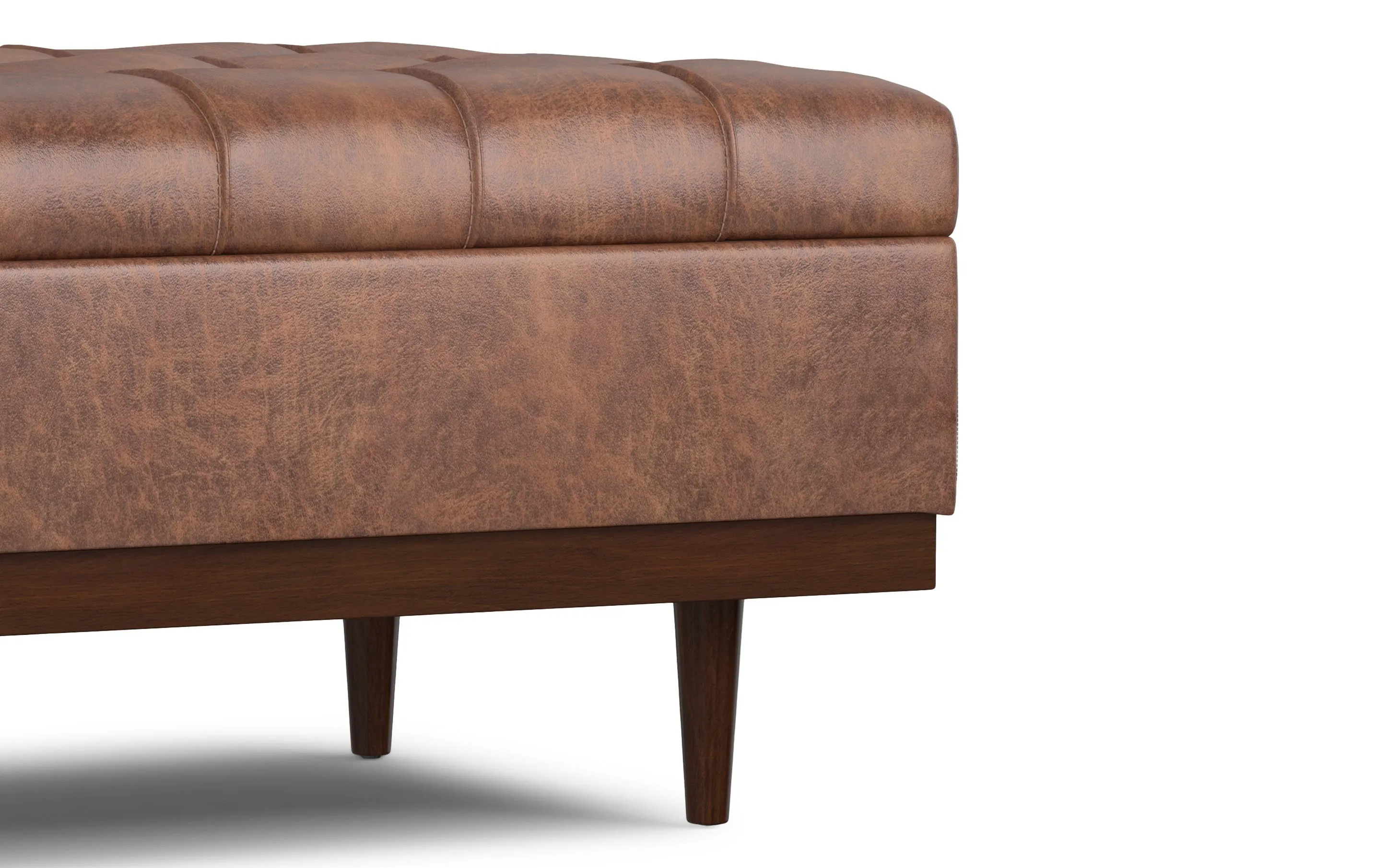 Mariah Coffee Table Storage Ottoman in Distressed Vegan Leather