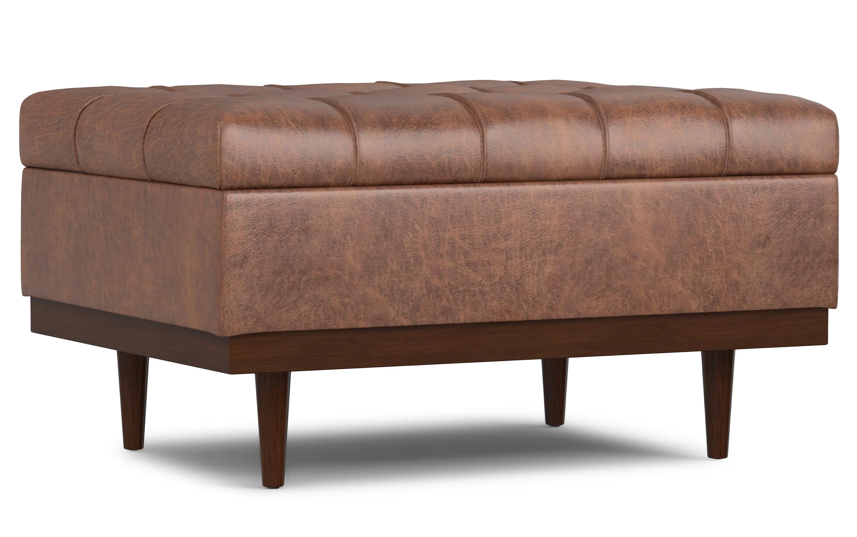 Mariah Coffee Table Storage Ottoman in Distressed Vegan Leather