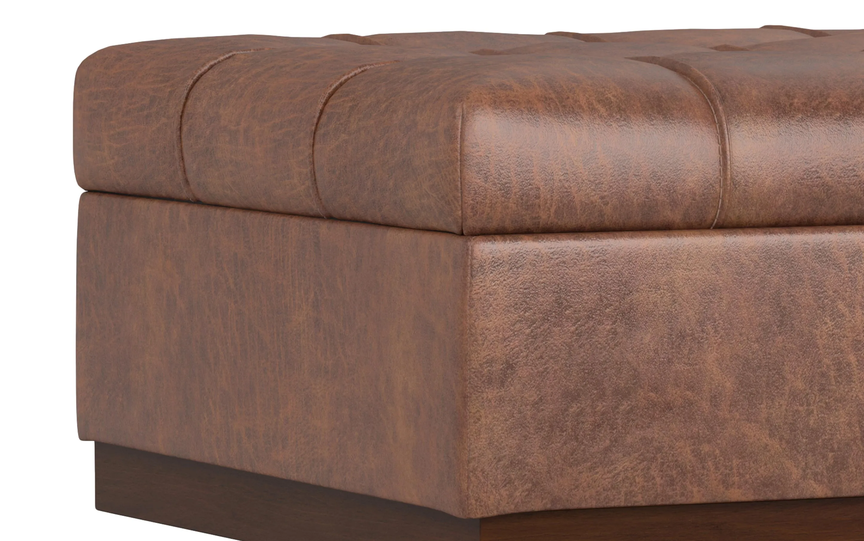 Mariah Coffee Table Storage Ottoman in Distressed Vegan Leather