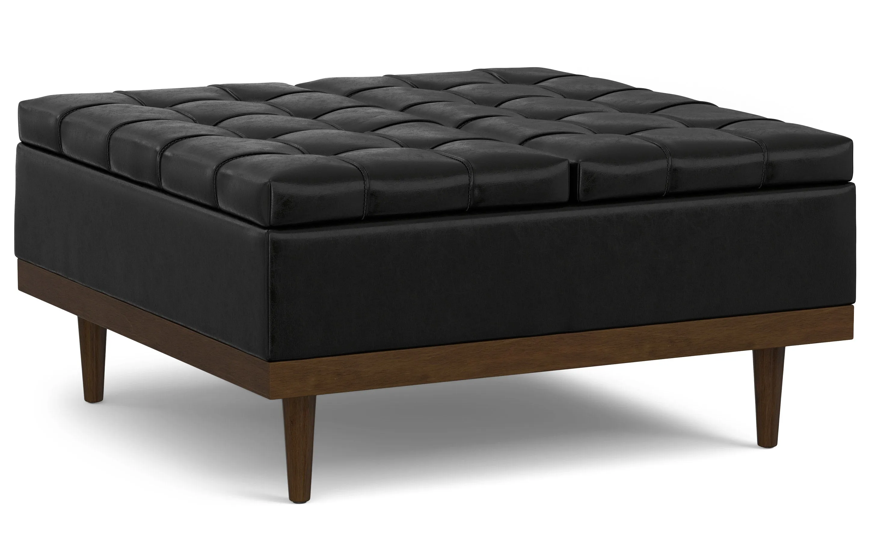 Mariah Lift Top Table Storage Ottoman in Distressed Vegan Leather