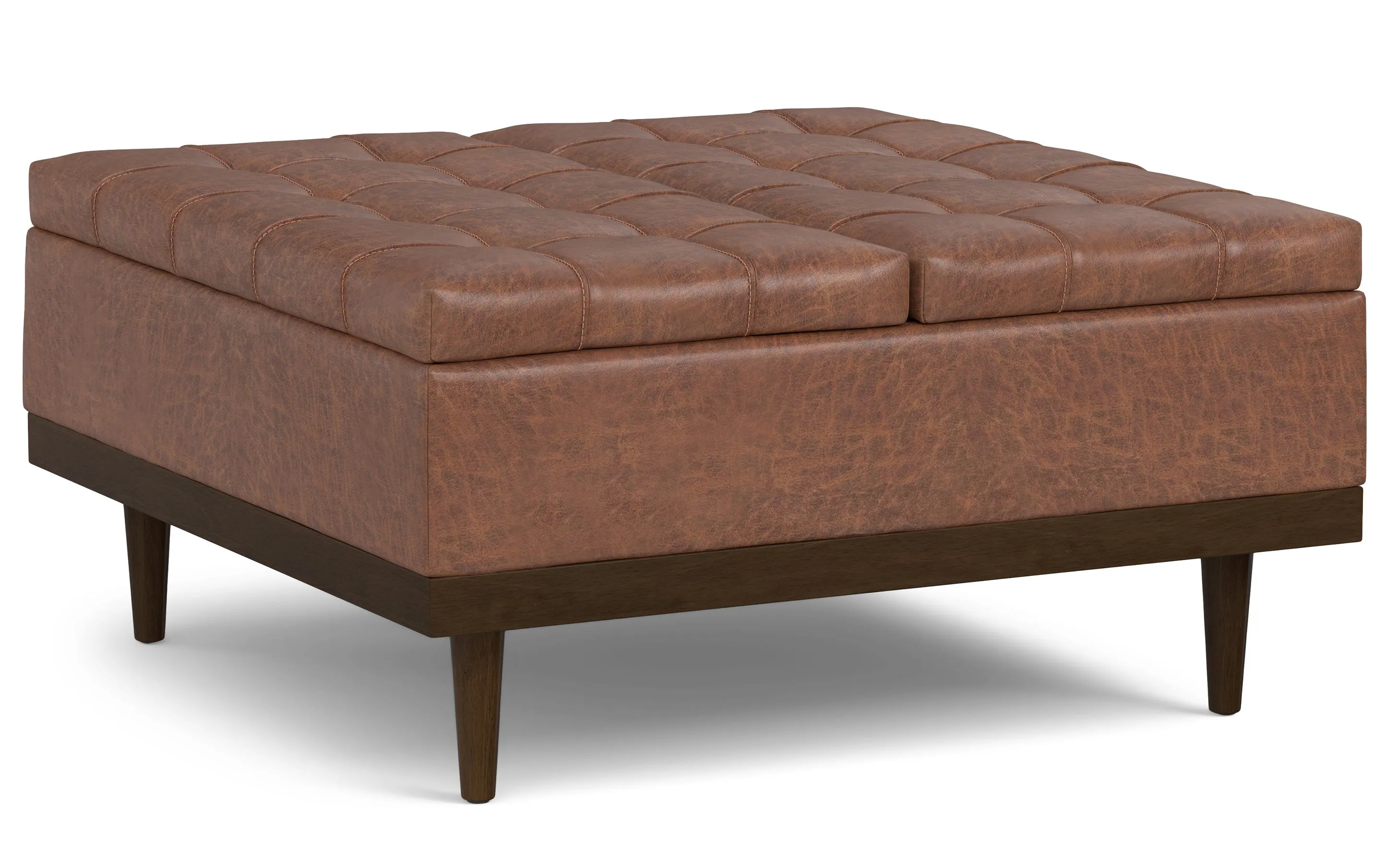 Mariah Lift Top Table Storage Ottoman in Distressed Vegan Leather