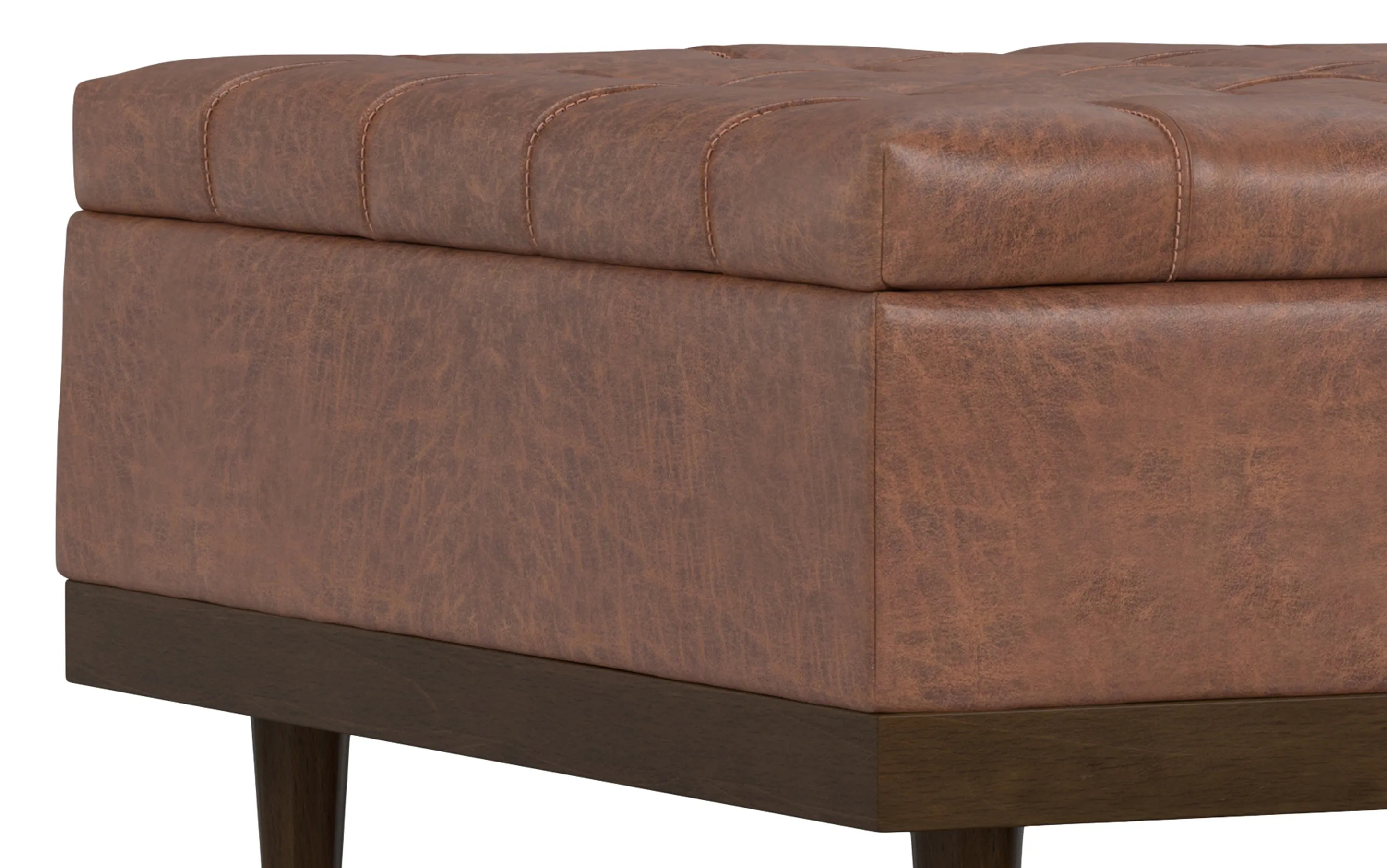 Mariah Lift Top Table Storage Ottoman in Distressed Vegan Leather