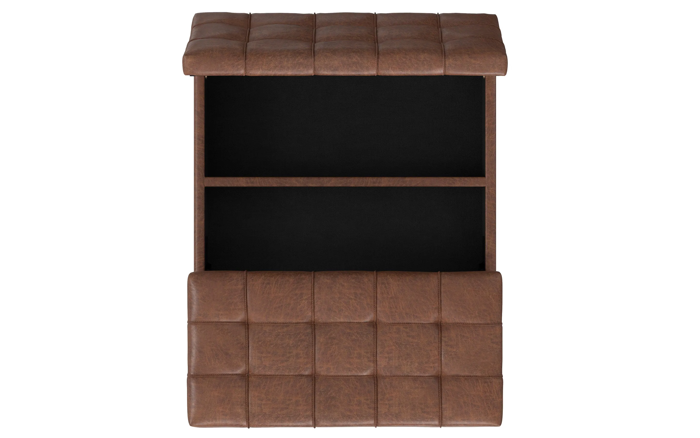 Mariah Lift Top Table Storage Ottoman in Distressed Vegan Leather