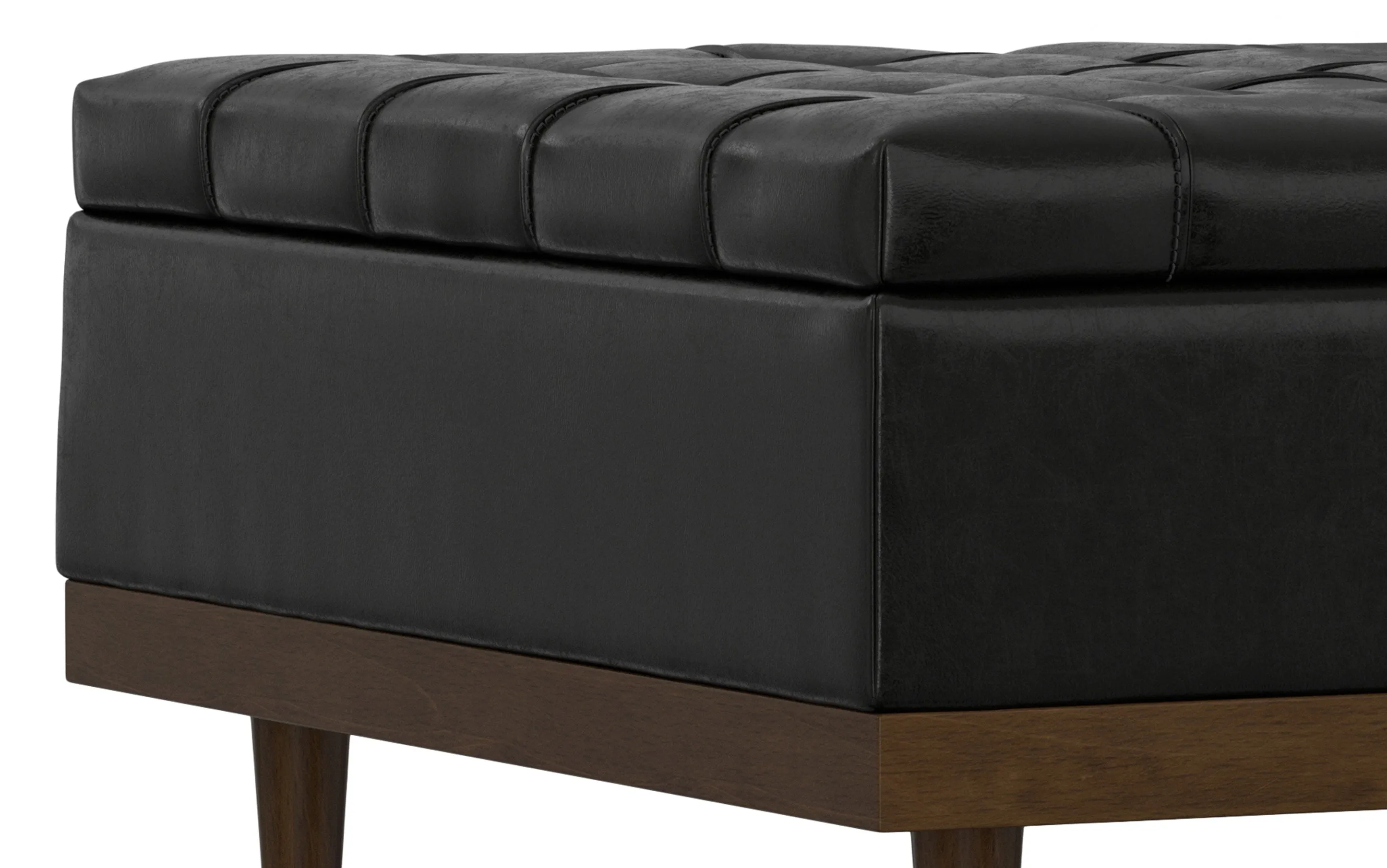 Mariah Lift Top Table Storage Ottoman in Distressed Vegan Leather