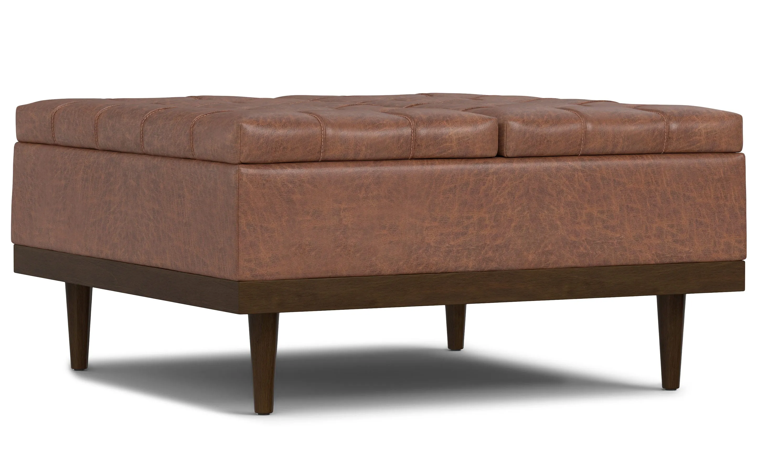 Mariah Lift Top Table Storage Ottoman in Distressed Vegan Leather