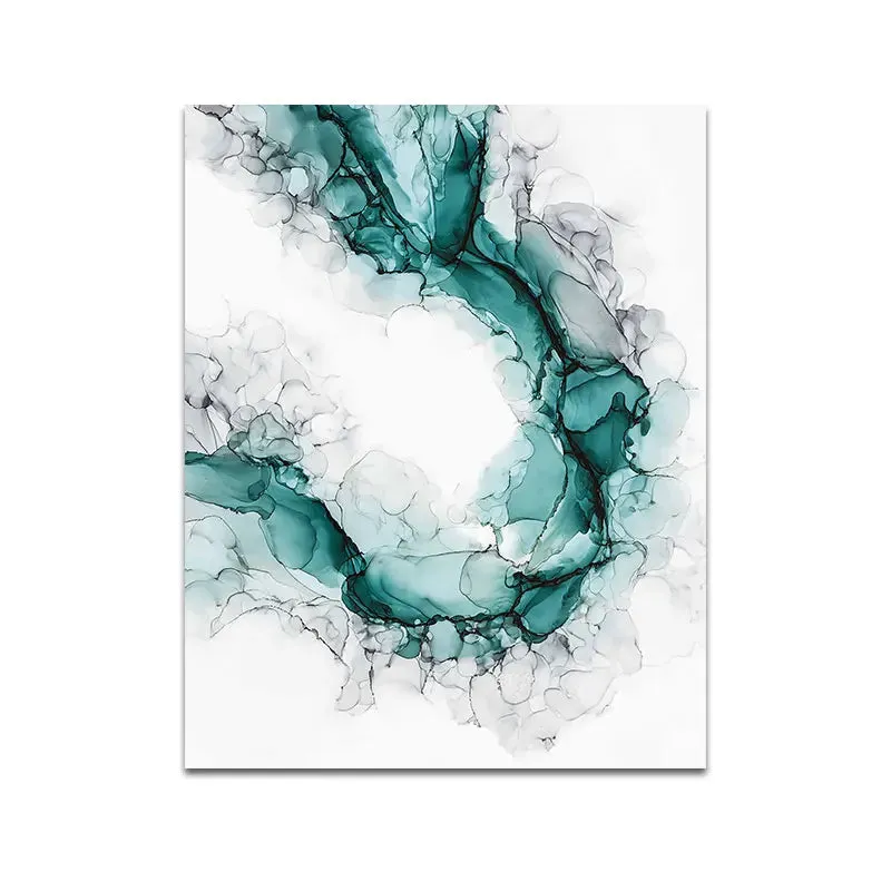 Minimalist Abstract Green Ice Marble Print Wall Art Fine Art Canvas Prints Posters Pictures For Modern Living Room Home Office Art Decor