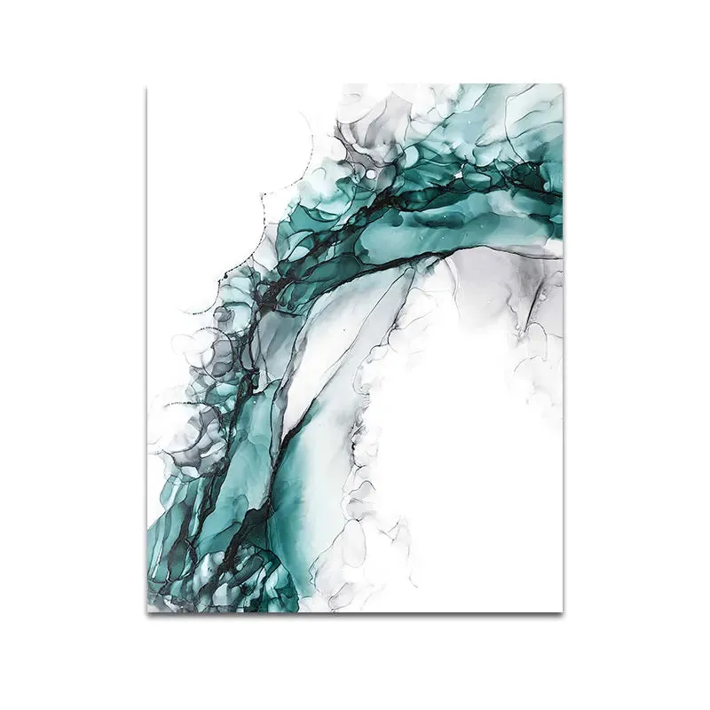 Minimalist Abstract Green Ice Marble Print Wall Art Fine Art Canvas Prints Posters Pictures For Modern Living Room Home Office Art Decor