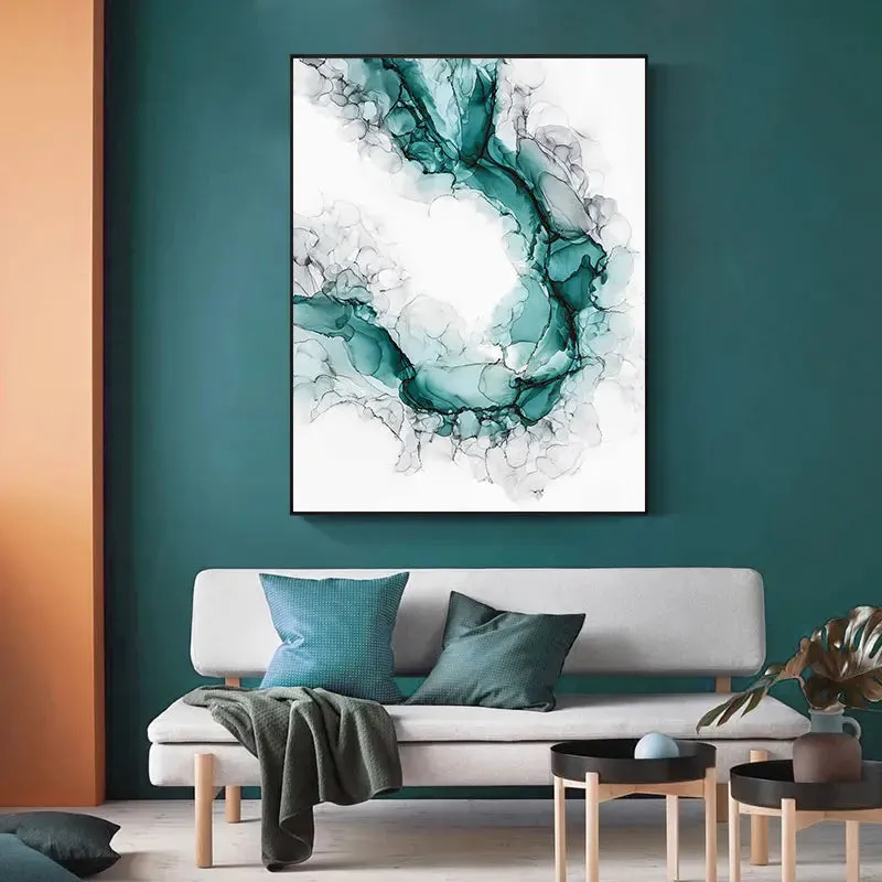 Minimalist Abstract Green Ice Marble Print Wall Art Fine Art Canvas Prints Posters Pictures For Modern Living Room Home Office Art Decor