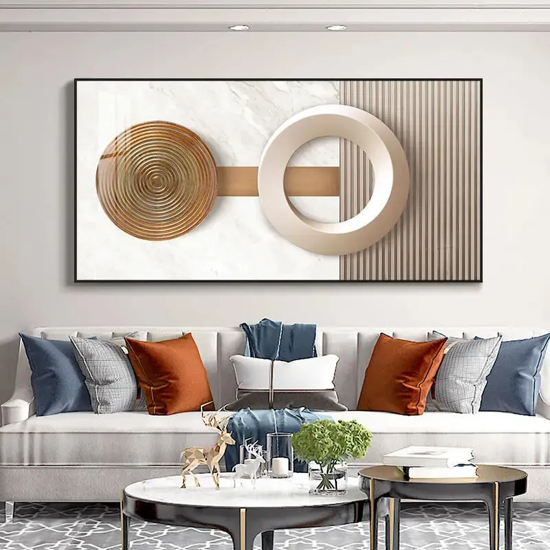 Modern Aesthetics Abstract Sun & Moon Wall Art Fine Art Canvas Prints Pictures For Luxury Loft Living Room Dining Room Lifestyle Art Decor