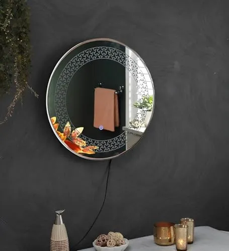 Modern Glass Wall Mounted Backlit Led Mirror with Touch Sensor | Bathroom Mirror with Led Lights | Stylish Long Mirror for Home Mirror Bedroom Washbasin Lighting Mirror (Double Light, 21 x 21 Inch)