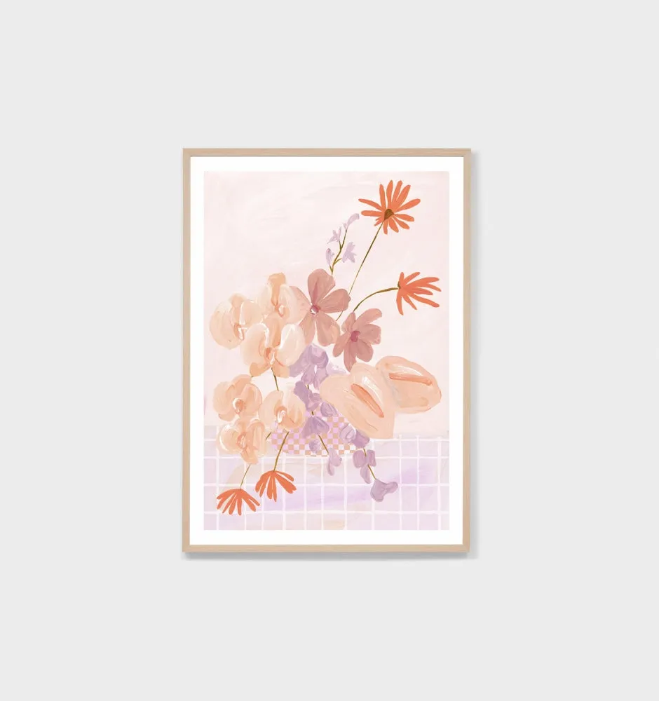 MODERN POSY LIGHT 1 FRAMED PRINT