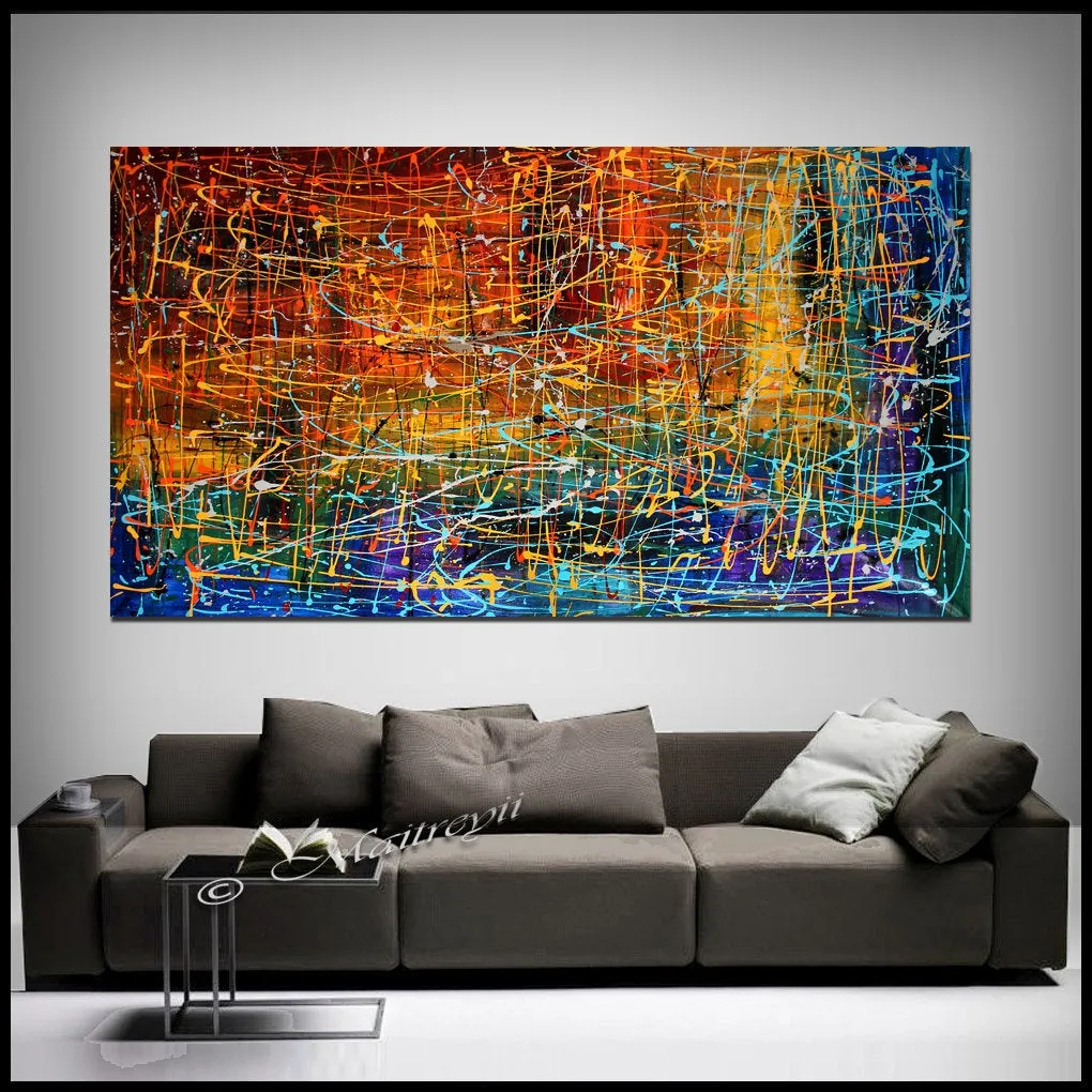 Multicolored Abstract Painting Jackson Pollock Style Art - Embracing Fire