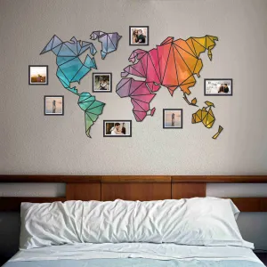 Multicolored Designer Wooden World Map for wall | Wooden world map wallart | Map of World |