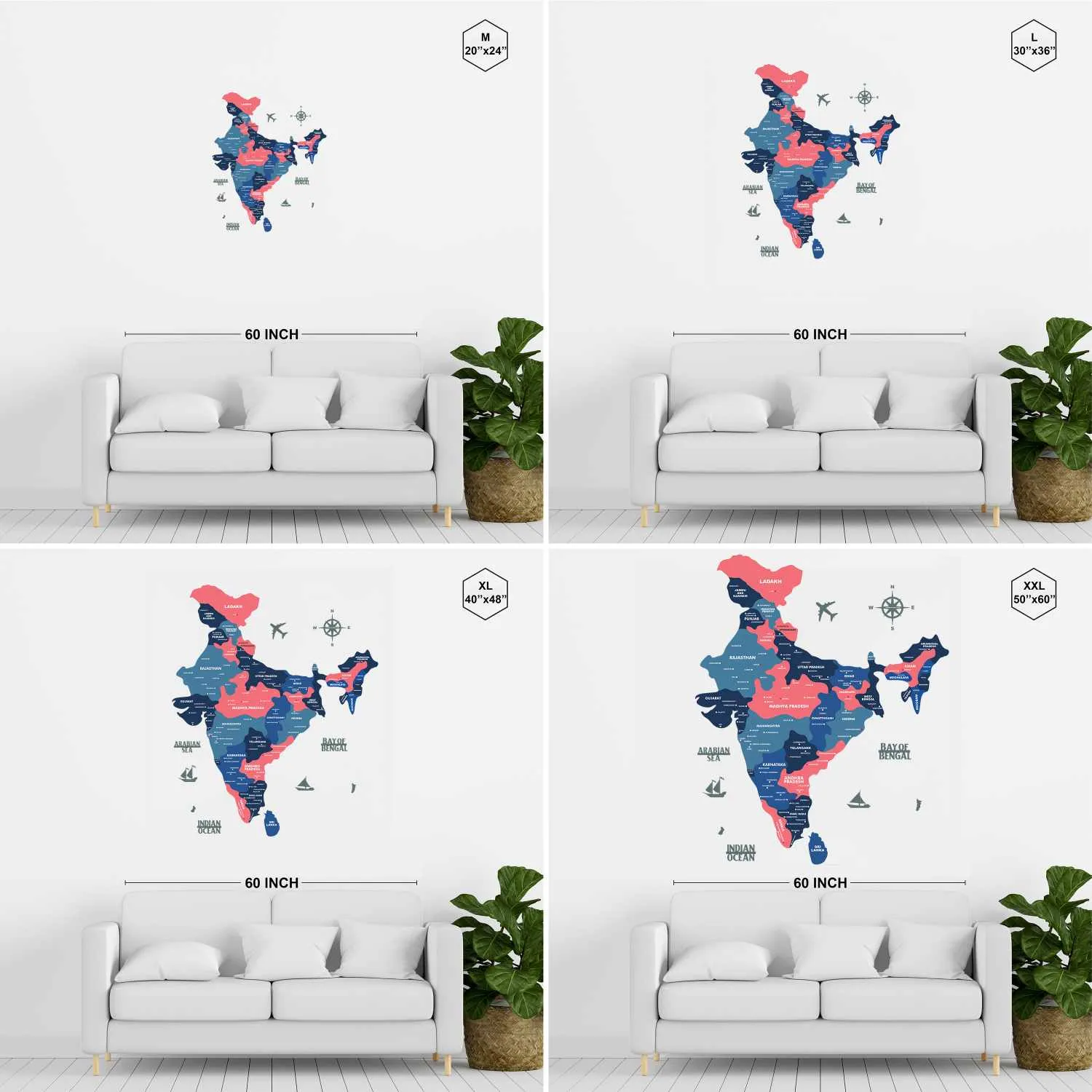 Nile Blue Wooden India Map for wall | Wooden India map wallart | Map of India |