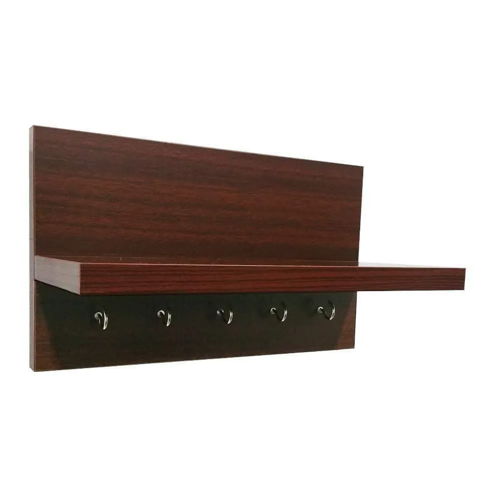 Omega 6 Key Holder With Wall Decor Shelf, Mahogany