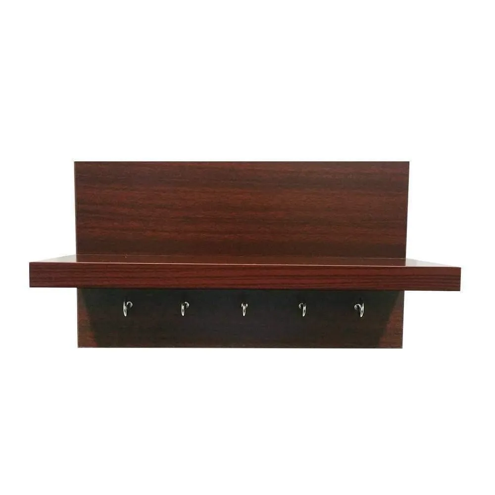 Omega 6 Key Holder With Wall Decor Shelf, Mahogany