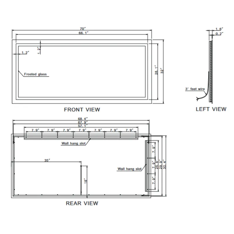 Paris Mirror Backlit Harmony 70 x 32 Rectangle LED Mirror