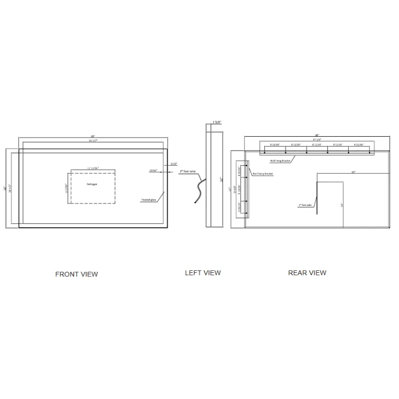 Paris Mirror Chic Rectangle 60 x 32 LED Illuminated Mirror