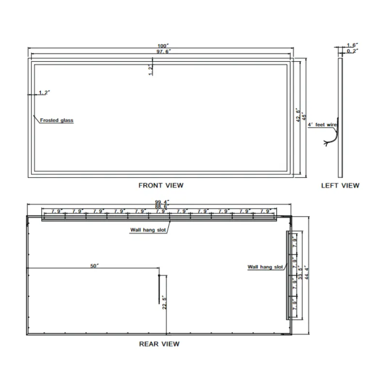 Paris Mirror Harmony 100 x 45 Rectangle LED Illuminated Mirror, CCT Selectable