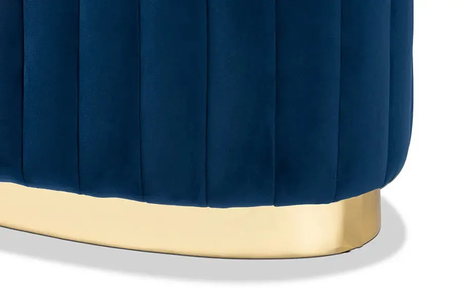 Paris Navy Blue Velvet Fabric Storage Ottoman