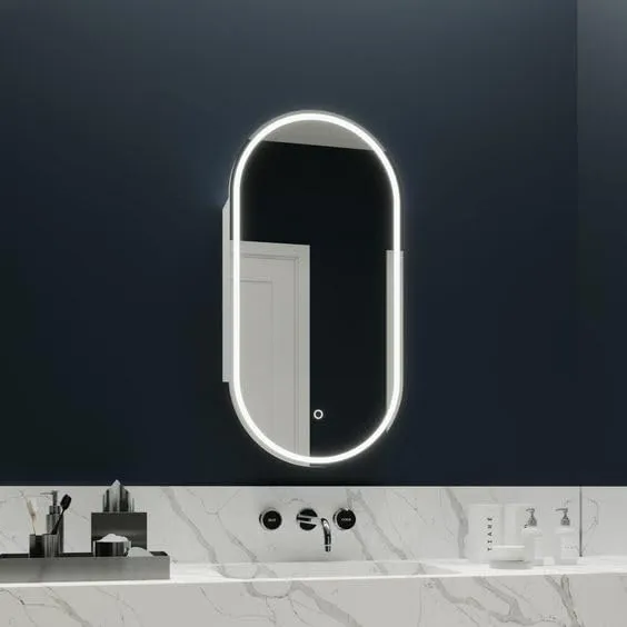 PLAZZIO Capsule LED Bathroom Mirror with Touch Sensor and 3 Light Mode (Warm, White, Natural White) for Your Wash Basin (18x24 Inch)