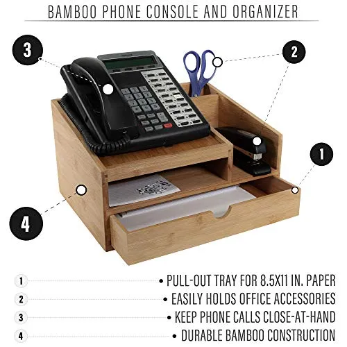 Prosumer's Choice Natural Bamboo Telephone Stands and Desk Office Shelves