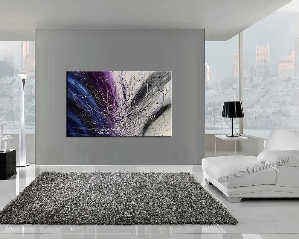 Purple Jackson Pollock art Vintage Style artwork large Oil Painting on Canvas - Luxury Modern Wall Art | Sparkling Beauty 3