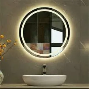 Quality Mirrors Warm White Led Mirror Wall Mounted Mirror with Touch Sensor, Wall Mounted Mirror for Bathroom, Bedroom & Makeup Room(Size: 24 * 24) (White)