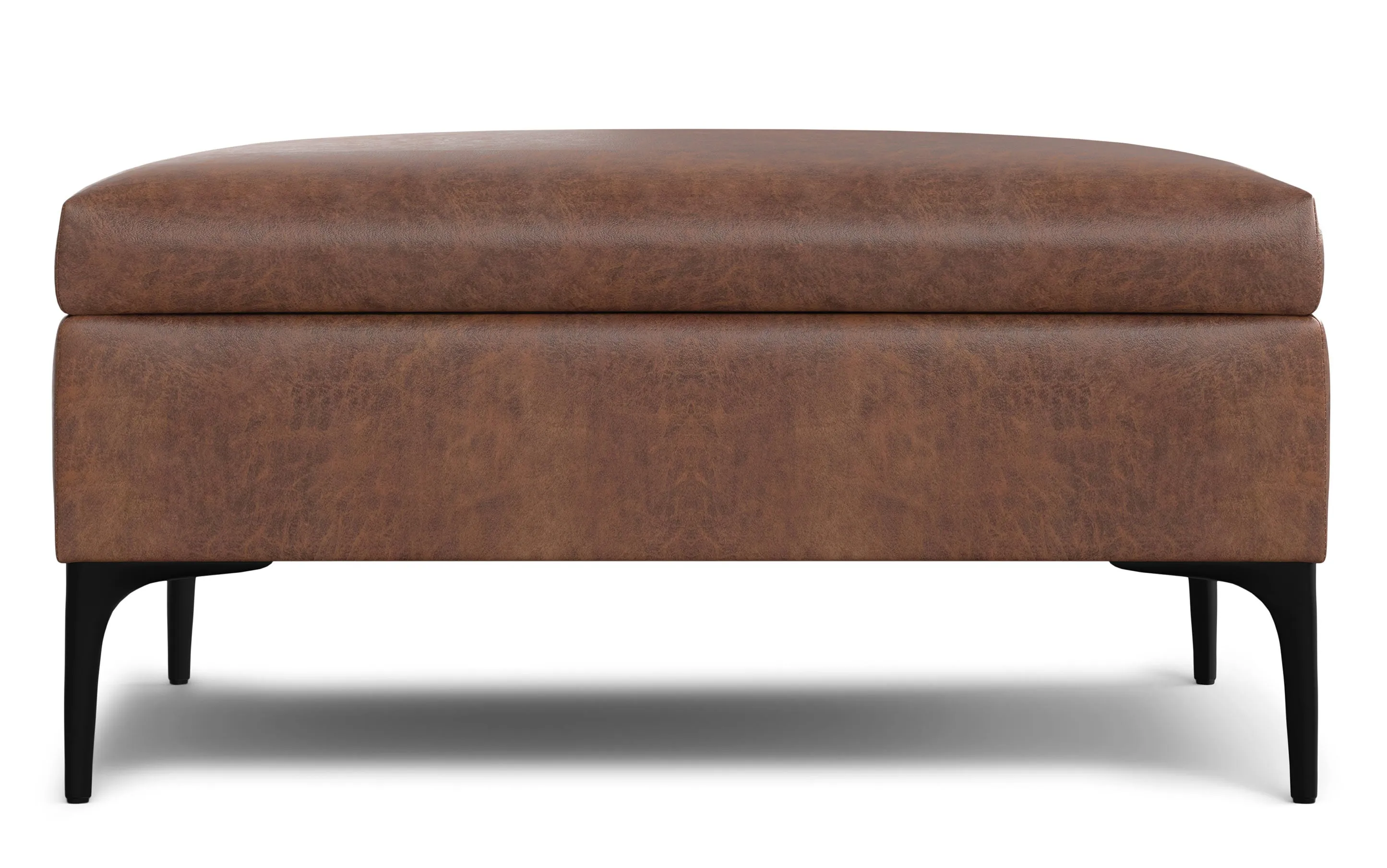 Rebecca Coffee Table Storage Ottoman with Lift Up Lid in Distressed Vegan Leather