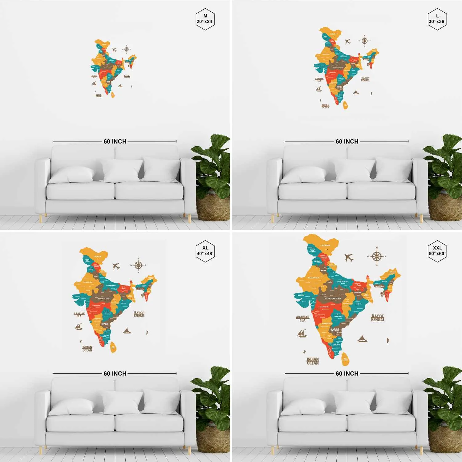 Saffron Wooden India Map for wall | Wooden India map wallart | Map of India |