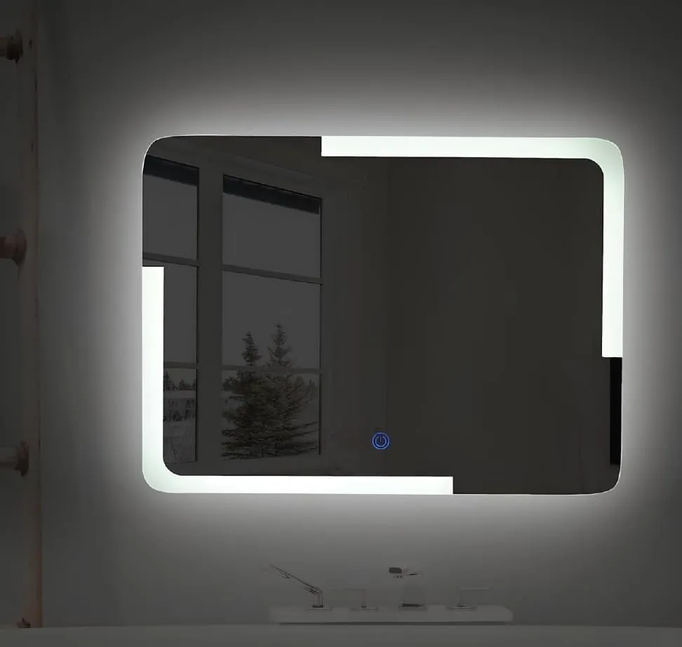 SANIF® Led Mirror for Bathroom | Makeup, Wash Basin Mirror with Touch Sensor   Dimmer   White Light   Cool Day Light   Warm Light | 24X18 Inch (Unframed, Rectangular, Wall)