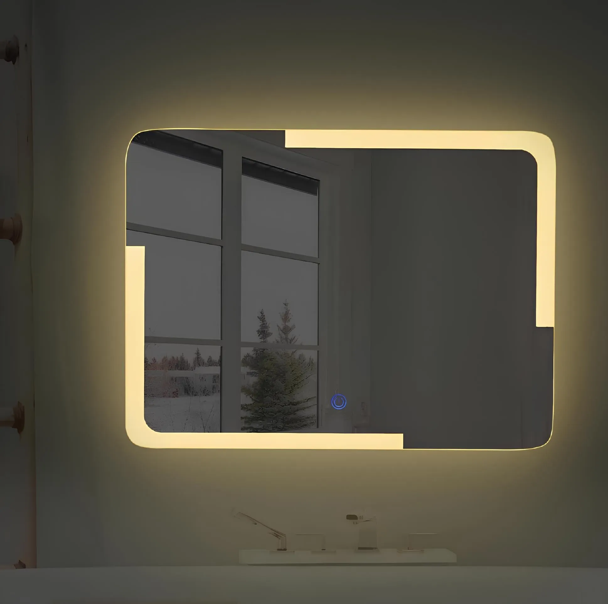 SANIF® Led Mirror for Bathroom | Makeup, Wash Basin Mirror with Touch Sensor   Dimmer   White Light   Cool Day Light   Warm Light | 24X18 Inch (Unframed, Rectangular, Wall)