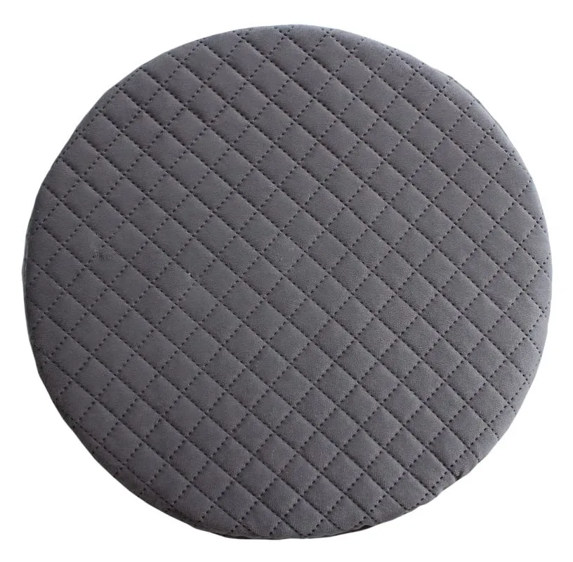 Shadowkart Ottoman Pouffes Sitting Mudda Puffy Stool for Living Room Dressing Table Pouf Round Footstool for Office Home Decor, Check Holland Velvet Drum Or Leg Stool, Combo Pack of 2, Grey